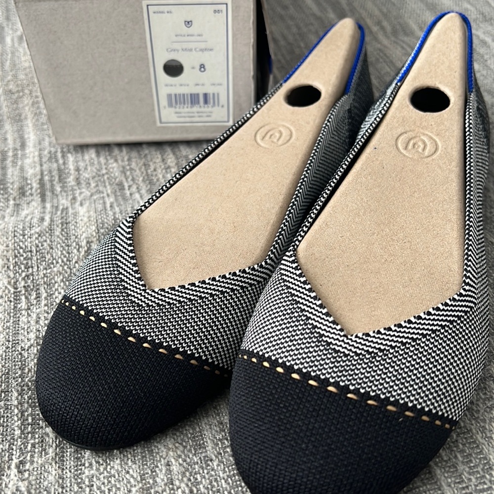 Rothy’s The Flat in Grey Mist Captoe - NWT